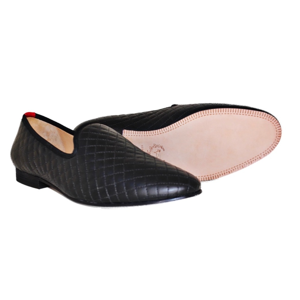 NEW Men’s Quilted Black Italian Leather Loafers Size 11 – Handmade in Italy